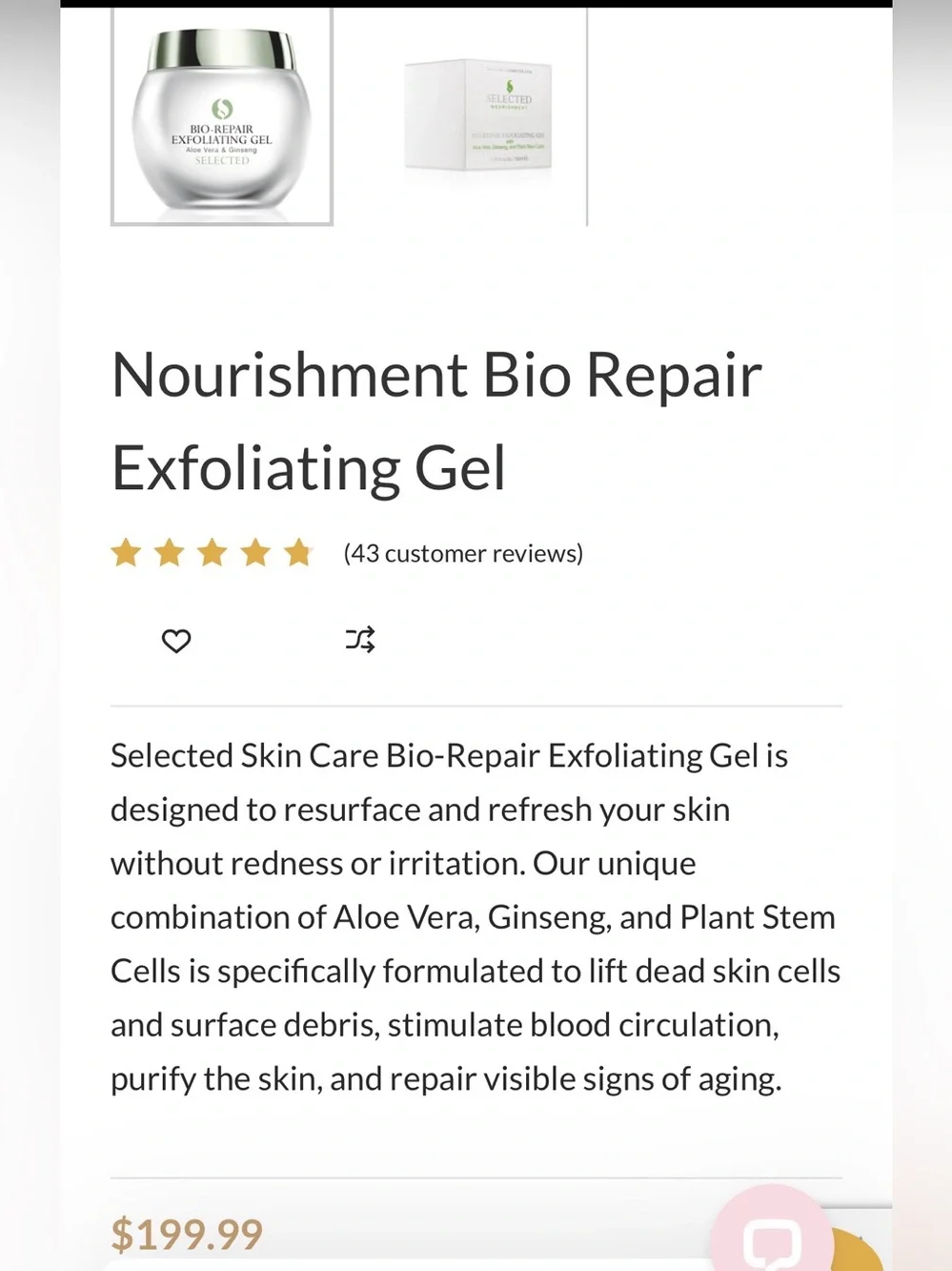 *NEW*1.69oz*SELECTED* Skin Care Bio-Repair Exfoliating Gel - White & Gold Box